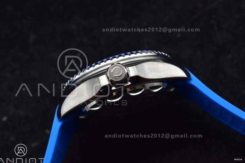 6000M Ceramic SS Black on 1:1 Bezel TF Blue Black Best Edition Deep A2824 Dial Ultra Seamaster Rubber Strap 1220